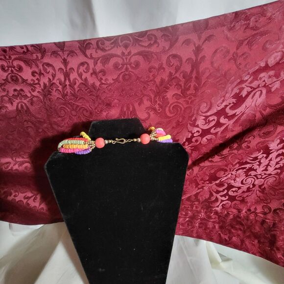 24" Rainbow Wood Beed Multi Strand Knot Necklace - Picture 3 of 5